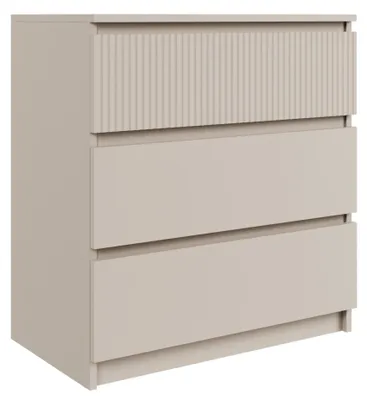 Produktbild von Selsey Sandia – Kommode mit drei Schubladen und geriffelter Front Kaschmirgrau, 70 cm