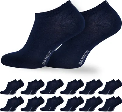 Produktbild von OCERA 6 Paar Bambus Sneaker Socken Uni für Damen und Herren in verschiedenen Farben - 12x Blau, 43-46