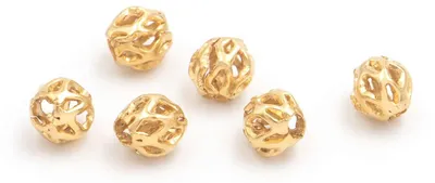 Produktbild von Vintageparts Zwischenperle Messing 24K Gold Netzmuster 4 mm, 6 Stück