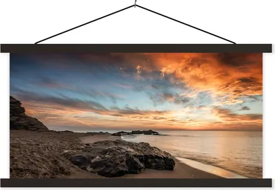 Produktbild von MuchoWow® Textilposter Meer - Himmel - Strand 60x30 cm mit schwarzem Rahmen - Textilien