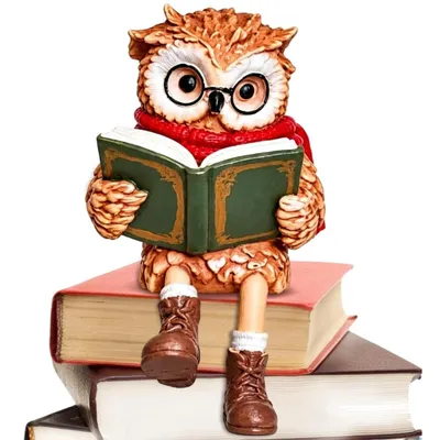 Produktbild von Eulenfigur mit Buch und Brille Lesende Eule Deko Landhaus Stil Rustikal für Bücherregal Schreibtisch Leseecke Geschenk für Bücherliebhaber