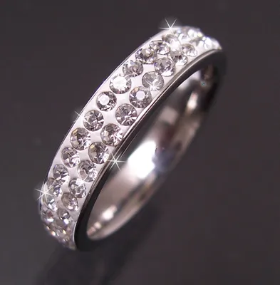 Produktbild von R515-20 Ring Edelstahl Strass 2-reihig clear Gr. 20mm Damen