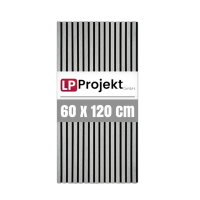 Produktbild von LP Projekt Holzwandpaneel 120x60cm | Modernes 3D Akustikpaneel für Räume und Büros | Dekorativ Eiche Hellgrau Wandpaneel geeignet für dekorative Wand