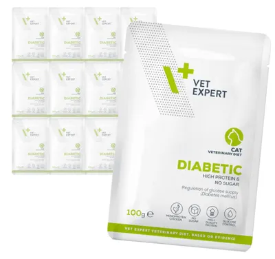 Zdjęcie produktu dla Vet Expert Veterinary Diet Diabetic Cat 12x100g Mokra Weterynaryjna Karma Dla Kotów Z Cukrzycą