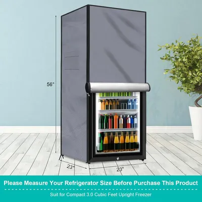 Produktbild von Kühlschrank Schutzhülle - Kühlschrankabdeckung mit Reißverschluss - Wasserdicht - 210D - grau - 56 x 58 x 142 cm - Für Küche, Camping und Outdoor