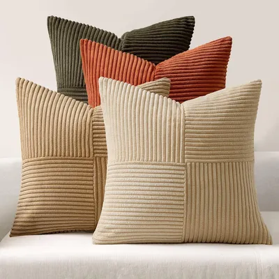 Imagen del producto de Omgoods - Juego de 4 fundas de cojín decorativas de patchwork, 50 x 50 cm