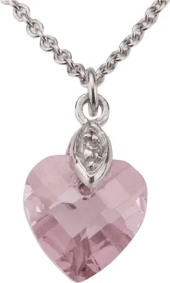Produktbild von Zeeme for Kids Anhänger mit Kette 925/- Sterling Silber 36/38cm weiß Zirkonia rosa 358250028-38