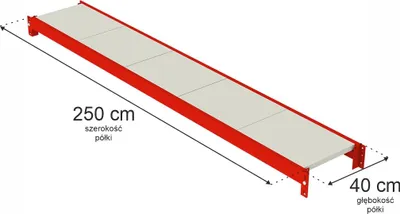 Zdjęcie produktu dla Półka do regału magazynowego Mega-M FORTIS 250x40 cm