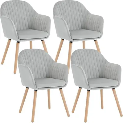 Imagen del producto de Silecomplaza, juego de 4 sillas para comedor, sillas tapizadas con reposabrazos, ideales para la cocina