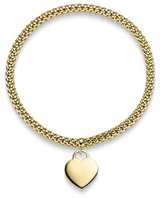 Produktbild von 4mm Himbeer-Armband elastisch Herz Anhänger 585 Gold Gelbgold stretch flexibel
