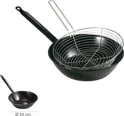 Obrázok produktu pre Smaltovaná panvica s rukoväťou Ø 24 cm. S panvicou na vyprážanie