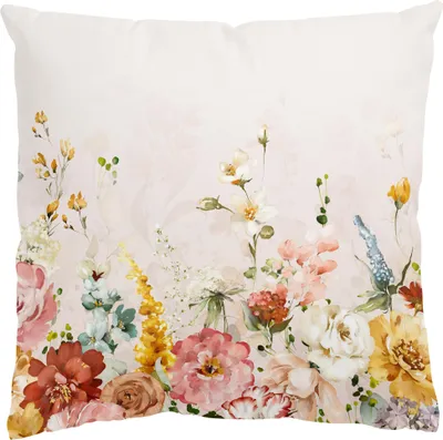 Produktbild von Dekokissen Blumen drinnen / Indoor Zierkissen Canvas waschbar Ranke pastell Aquarell Illustration Sofakissen mit Füllung