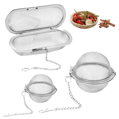 Theeset 3-teilig, 304 Edelstahl, Teeei mit Kette, 3 Größen