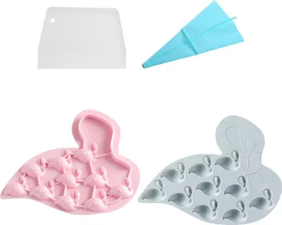 Obrázok produktu pre 2 ks Forma na kocky ľadu Flamingo z potravinárskeho silikónu Na čokoládu, cukrovinky, sušienky, fondán, želé, mini mydlo, pečenie
