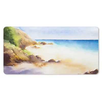 Produktbild von MuchoWow® Schreibtischunterlage Meer - Berg - Aquarell 80x40 cm - XXL Mauspad - Gaming Mauspad