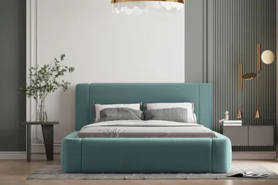 Produktbild von Polsterbett OLAF 140 x 200  mit Matratze, Bettkasten und Lattenrost. Farbe: Grün