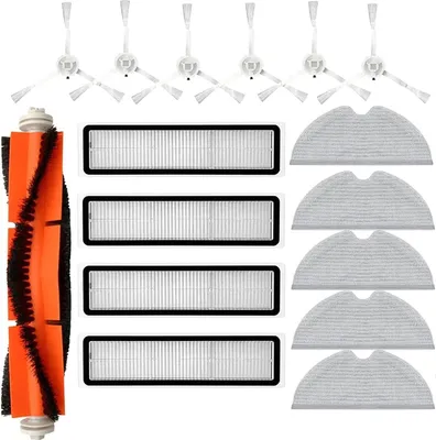 Produktbild von 16-teiliges Zubehör-Set für Dreame D9, D9 Max, D9 Pro, L10 Pro Staubsaugerteile, 1 Hauptbürsten, 6 Seitenbürsten, 4 Filter,5 Wischtücher (weiß)
