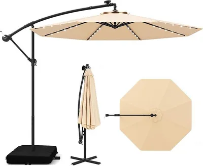 Imagen del producto de Sombrilla de 300 cm con soporte y iluminación LED