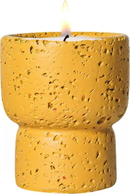 Image de 8,5cm Porte-bougie odorant en ciment, Porte-bougie moderne pour bougies à chauffe-plat, Formes de bougies vides DIY Pour Décoration de table, Fête, Noël, Décoration de maison(Jaune)