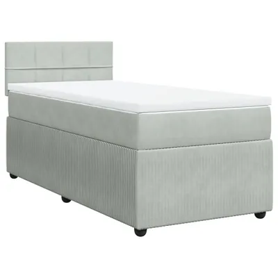 Produktbild von Boxspringbett mit Matratze Hellgrau 100x200 cm Samt