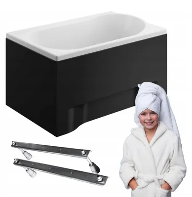 Obrázok produktu pre Aqua For You | Vaňa Polimat Mini – 100 x 65 cm – čierny dizajn – so sifónom – praktická – pohodlná – s obložením