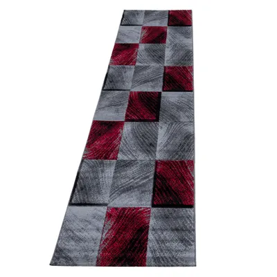 Produktbild von Teppich Läufer Wohnzimmer Rot 80x300 Kariertes Design aus Polypropylen