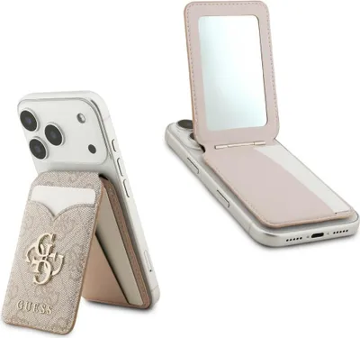 Produktbild von Kartenetui mit Spiegel Guess Stand and Mirror MagSafe, Rosa