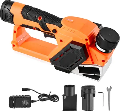Produktbild von SucceBuy Akku-Hobel mit 56 mm Schnittbreite, 14500 U/min, 12 V Lithium-Akku, bürstenloser Motor, einstellbare Schnitttiefe, 2 Klingen, ideal für Holzbearbeitungsprojekte