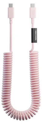 Productafbeelding van Native Union, USB-C naar USB-C spiraalkabel, 60W, 2,4 meter, serie POP, snelladen, roze