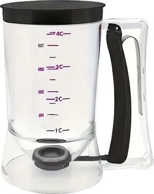 Produktbild von Zimilo Batter Dispenser Teigspender Messbecher Handheld Kuchen Backwerkzeug PP DIY Teigportionierer für Muffins Cupcakes Pfannkuchen, Schwarz