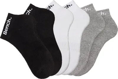 Produktbild von Bench Sportsocken Damen Herren Kurzsocken, Halbhohe Socken 6 -teilig 2x schwarz, 2x grau-meliert, 2x weiß Größe 47/48