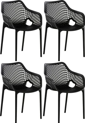 Produktbild von CLP Gartenstuhl Air XL 4er Set, Modern, Gestell Kunststoff, stapelbar, wetterfest schwarz