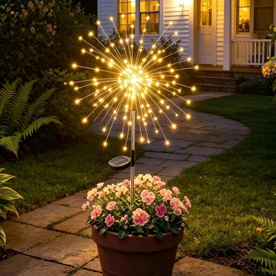 Solar-Löwenzahnleuchte, 120 LEDs, 8 Modi, wetterfest, 90 cm