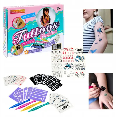 Produktbild von Tadekmark Kreativset Tattoos 150 Vorlagen Glitzer Stifte Kinder