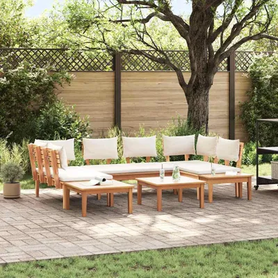 Produktbild von Möbel Gartenbänke Set mit Kissen mit Speicher 4 pcs Braun und Creme - Gartenmöbelgarnituren 3356876