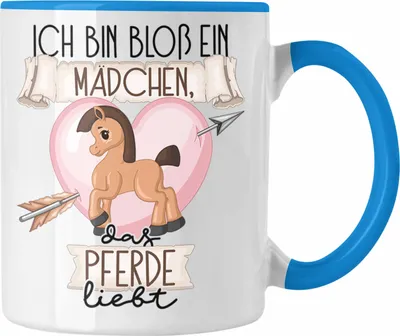 Produktbild von Trendation - Pferde Reiterin Tasse Geschenk Frauen Ich Bin Bloß Ein Mädchen Das Pferde Liebt Reiten Pferdeliebhaber Geschenk Spruch Geburtstag (Blau)