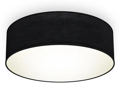 Image de B.K.Licht Plafonnier tissu noir rond Ø30cm avec abat-jour textile E27 sans ampoule design élégant pour salon chambre bureau couloir