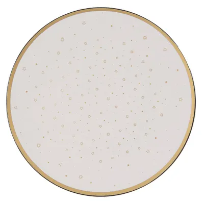 Produktbild von Clayre & Eef Unterteller Ø 33 cm Weiß Goldfarbig Kunststoff Sterne