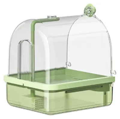 Image de Bain pour oiseaux en cage, avec perchoirs et aire de jeux