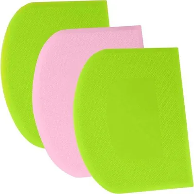 Obrázek produktu pro Sada škrabek na těsto v zelené a růžové barvě, protiskluzové, bez BPA, 11,8 cm