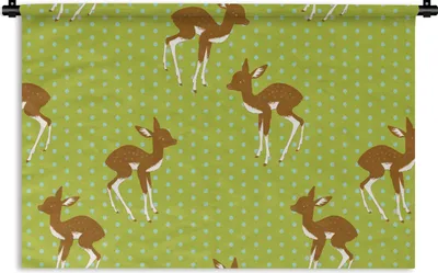 Produktbild von MuchoWow® Wandteppich Wandbehang Muster - Hirsche - Punkte 90x60 cm Tapisserie Dekoration Wandtuch - Wandskulpturen - Bildteppich