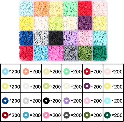 Obrázek produktu pro Hliněné korálky pro náramky, ploché kulaté hliněné korálky s písmeny, hliněné korálky pro DIY výrobu šperků, styl A