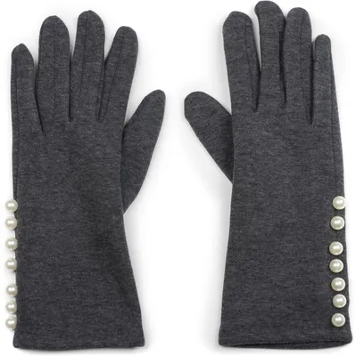 Produktbild von styleBREAKER Damen Handschuhe mit Perlen und Fleece Futter, warme Thermo Fingerhandschuhe Winter, Stoffhandschuhe 09010013