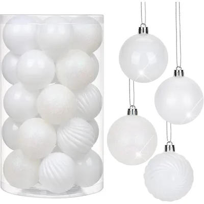 Productafbeelding van Kerstballen, 6 cm, parelwit, 25 stuks, breukbestendig, kerstboomversiering, decoratie, kunststof