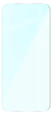 A clear screen protector with rounded corners, showing light reflections.