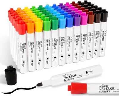 Zdjęcie produktu dla colpart Marker do białych tablic czarny foliowy 72szt 6 kolorów Ścieralna cienka końcówka