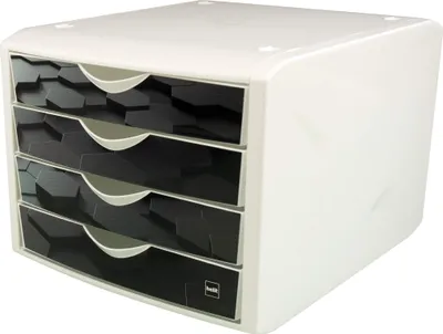 Obrázok produktu pre helit H6129695 Zásuvková skrinka Chameleón 4 zásuvky dekor tmavý šesťuholník
