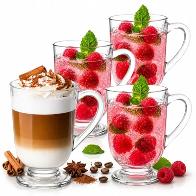Produktbild von OMAGO Latte Macchiato Gläser 300ml 4er Set mit Henkel