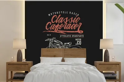 Produktbild von MuchoWow® Fototapete für Wohnzimmer oder Schlafzimmer Wandtapete Vinyl Motivtapete Mancave - Motor - Retro - Zitate - 240x240 cm - Schlafzimmer-Tapete