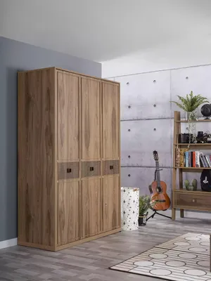 Produktbild von Kleiderschrank Schrank Holzschrank Schlafzimmer Möbel Holz Braun Neu